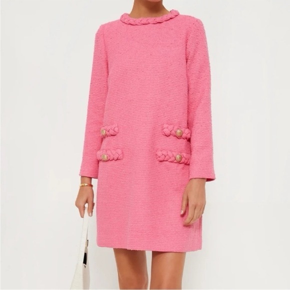 Tuckernuck Dresses & Skirts - Hot Pink Tweed Long Sleeve Jackie Dress Tuckernuck